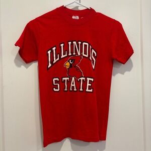 Vintage Logo 7 Illinois State Redbirds T-Shirt Youth Large Red Made in USA 80s